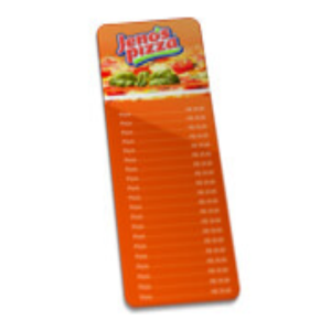 Cardápio PVC PVC 2 mm 10x36cm 4x0 PVC PREMIUM 0,50MM Corte arredondado Cardápio pvc só frente colorida