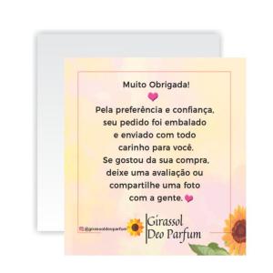 CARTÃO DE AGRADECIMENTO - COUCHÊ 250G  4X0 10x9cm 4x0 Verniz UV total frente - corte reto - colorido frente