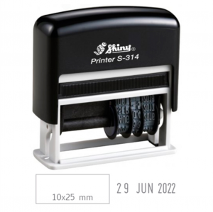 CARIMBO AUTOMATICO SHINY MINI PRINTER S314 DATADOR PLACA TEXTO A ESQUERDA  Formato: RETANGULAR Altura: 10 MM Comprimento: 25    
