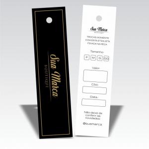TAGS PALITO couchê 250g 9X2,5CM 4x1 Verniz  total frente corte reto 